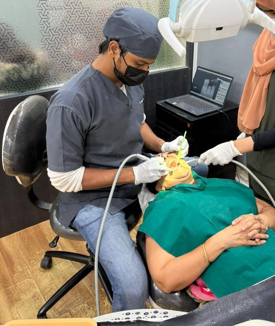 A patient being treated at Vinaykia Dental Care